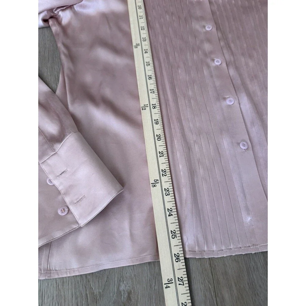 St John Vintage Silk Rose Pleated Button Up Blouse Size 16